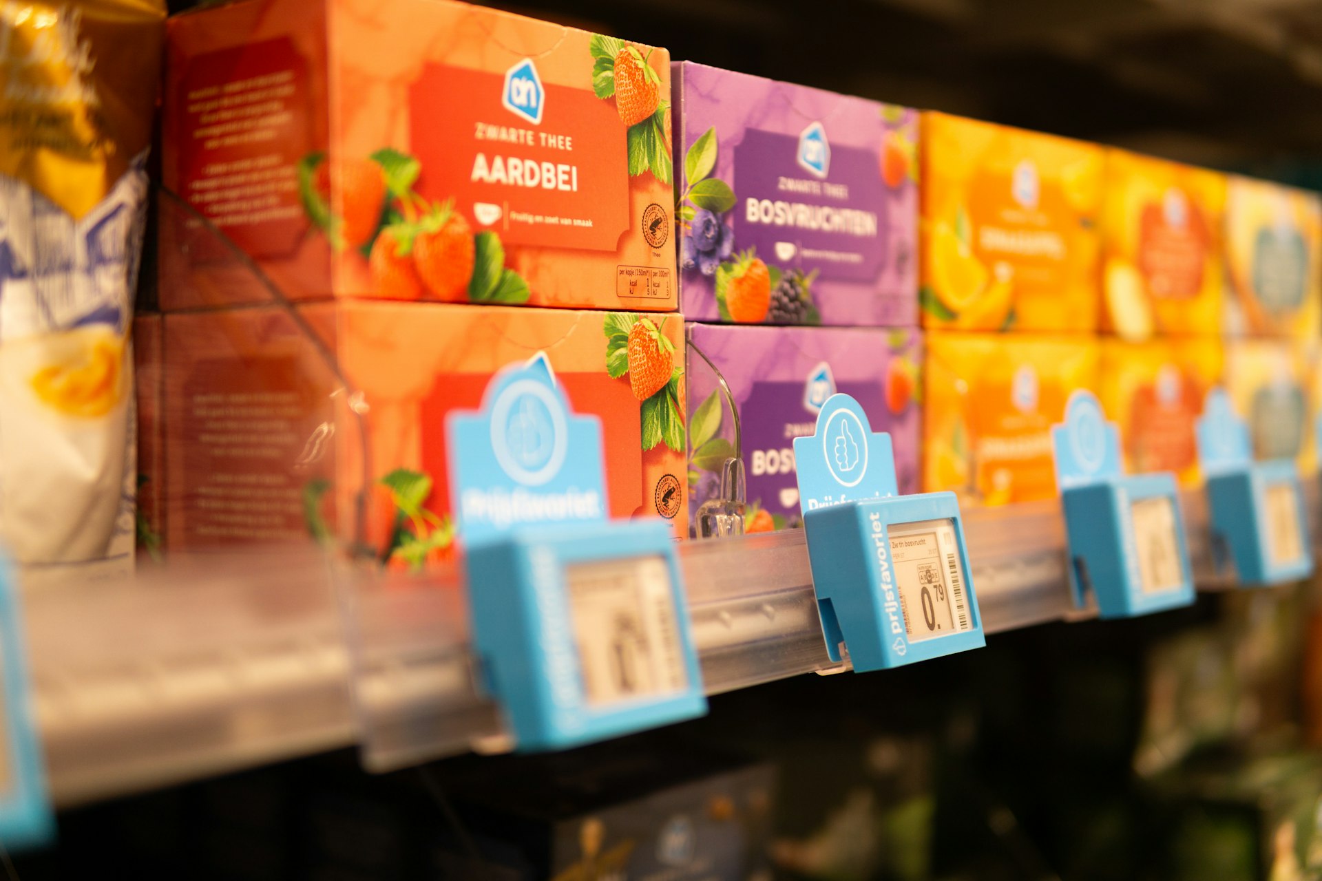 a store shelf filled with boxes of soap